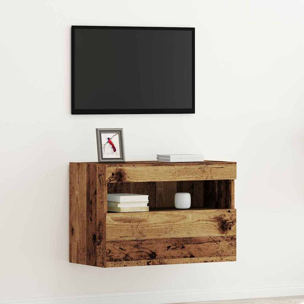 Mobile TV da parete con LED Legno vecchio 60 x 30 x 40 cm