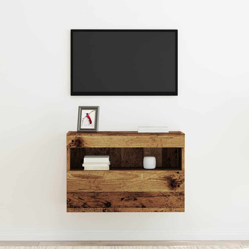 Mobile TV da parete con LED Legno vecchio 60 x 30 x 40 cm