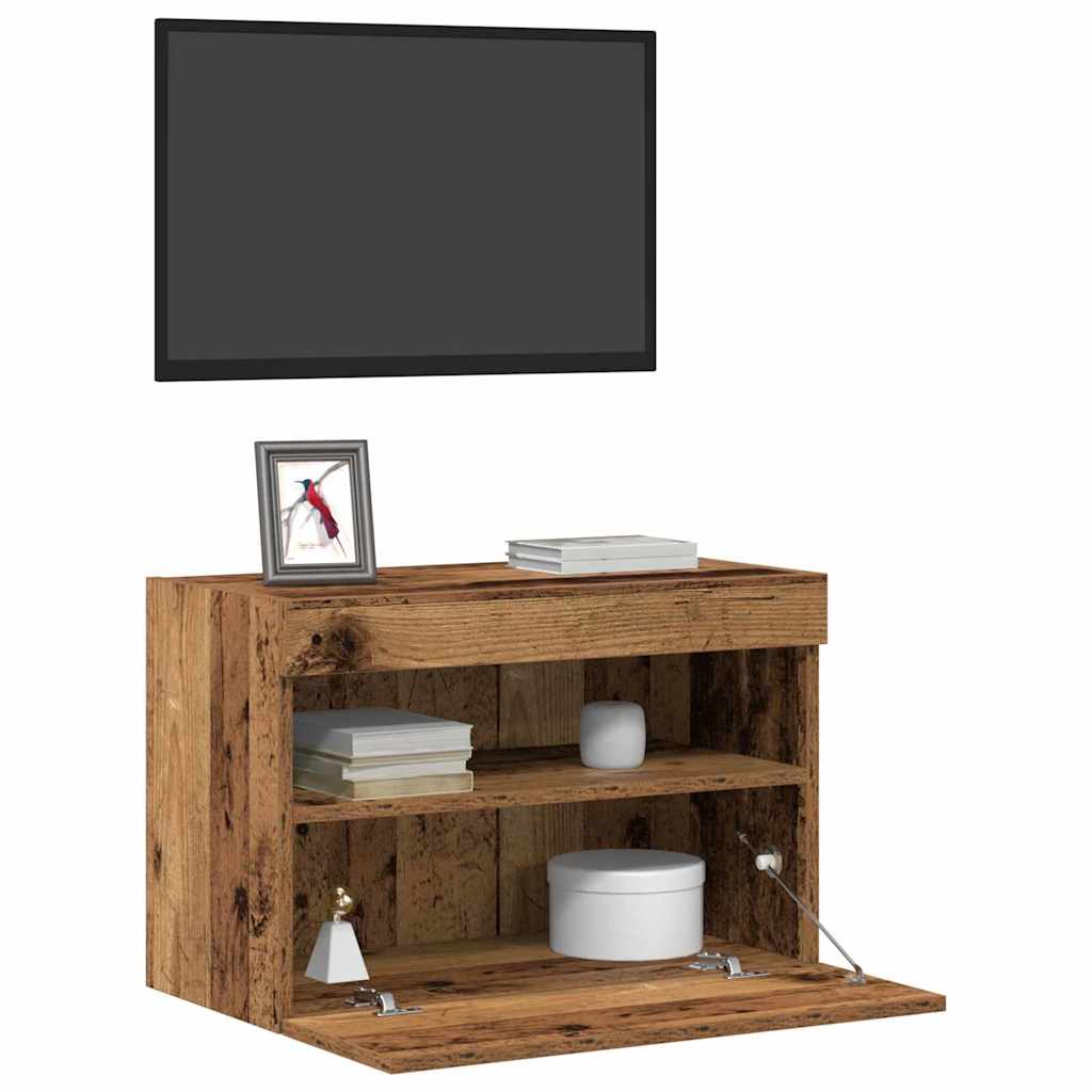 Mobile TV da parete con LED Legno vecchio 60 x 30 x 40 cm