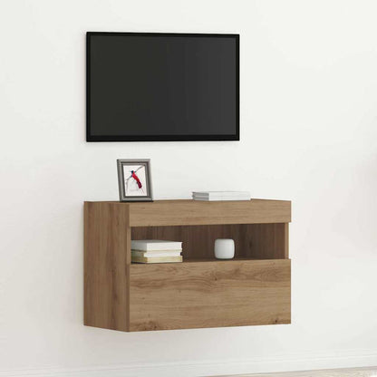 Mobile TV da parete con LED rovere artigianale 60 x 30 x 40 cm