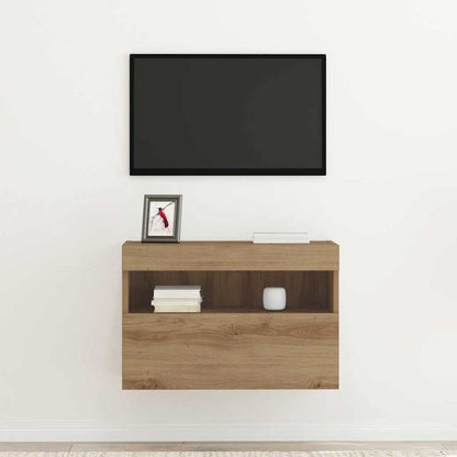 Mobile TV da parete con LED rovere artigianale 60 x 30 x 40 cm