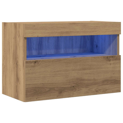 Mobile TV da parete con LED rovere artigianale 60 x 30 x 40 cm