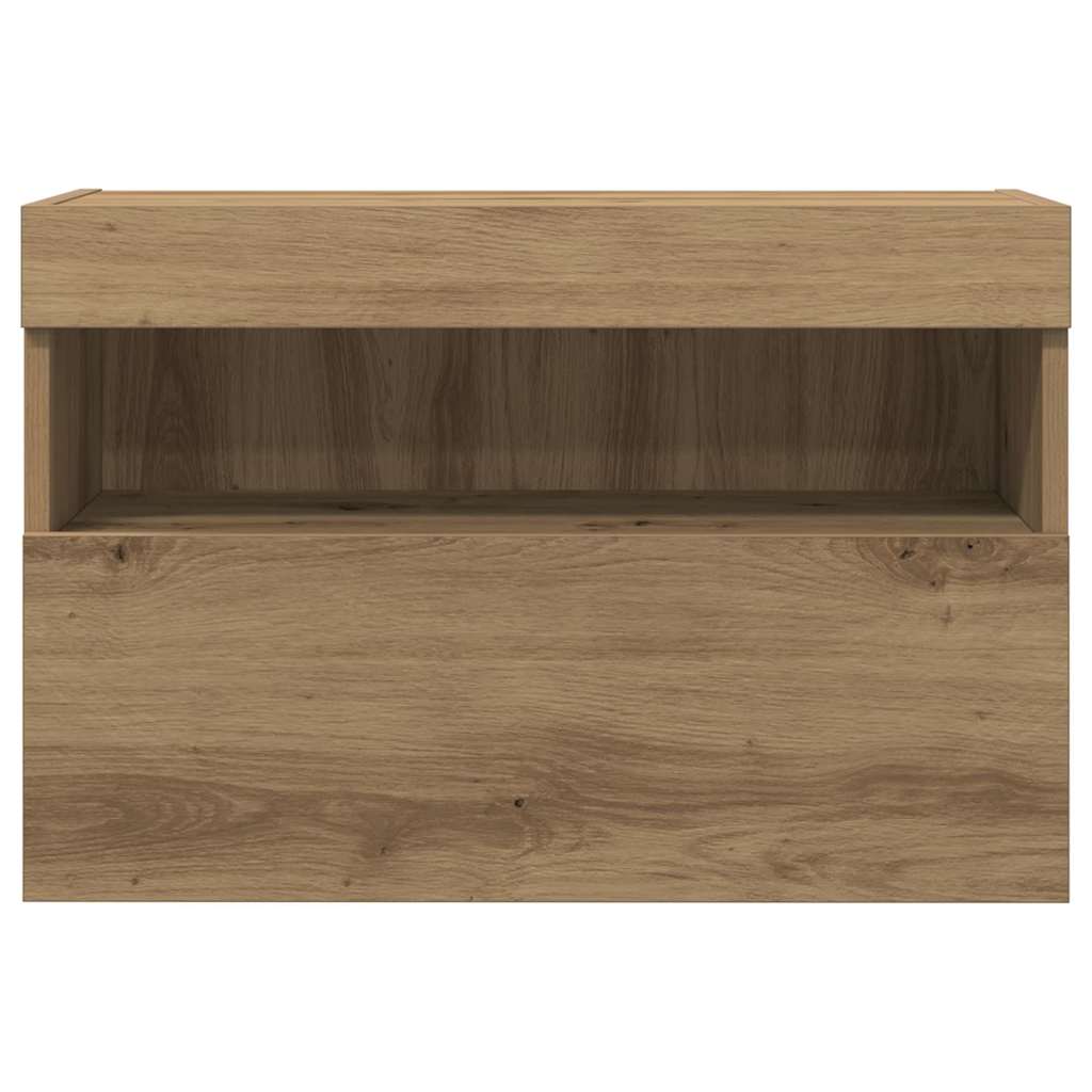 Mobile TV da parete con LED rovere artigianale 60 x 30 x 40 cm