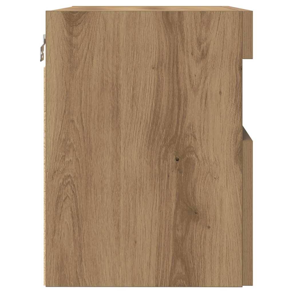 Mobile TV da parete con LED rovere artigianale 60 x 30 x 40 cm | homemem39