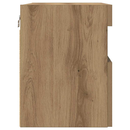 Mobile TV da parete con LED rovere artigianale 60 x 30 x 40 cm | homemem39