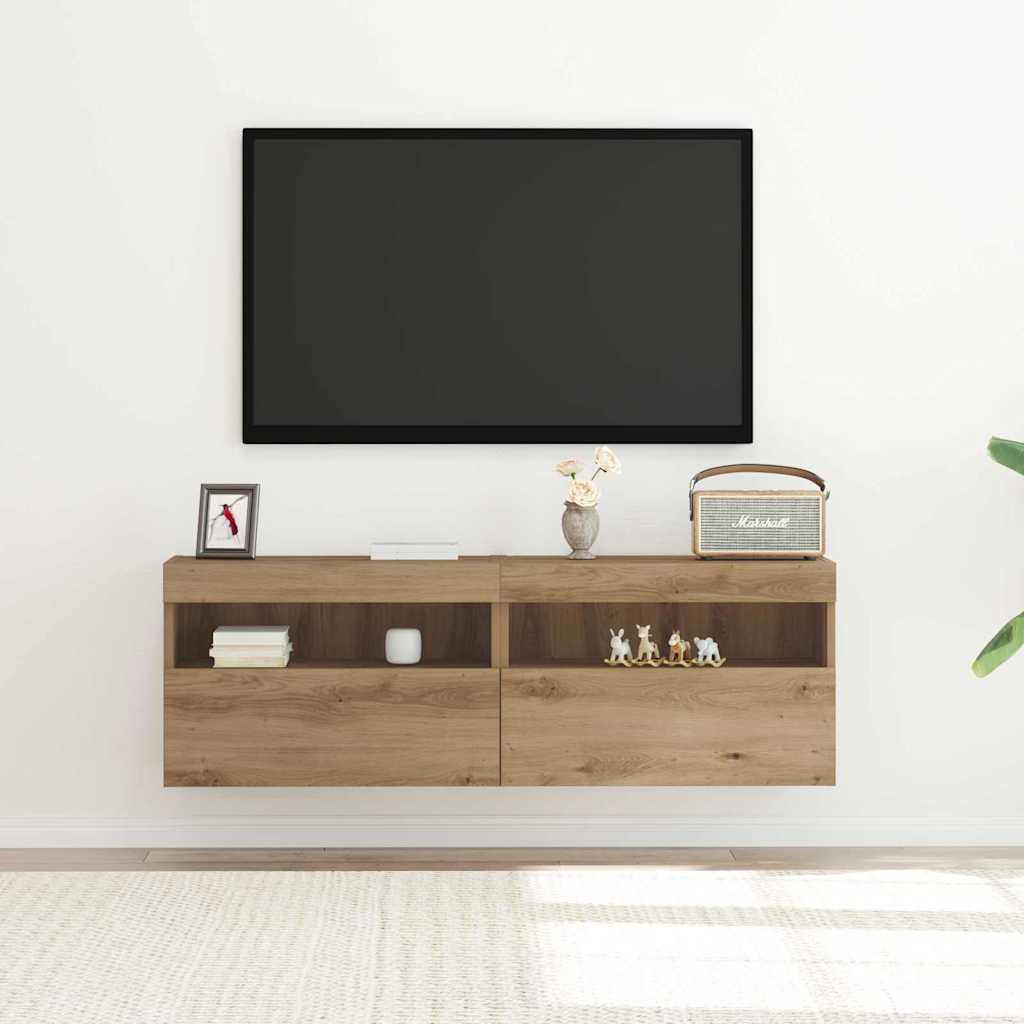 Mobile TV da parete 2 pcs rovere artigianale 60 x 30 x 40 cm