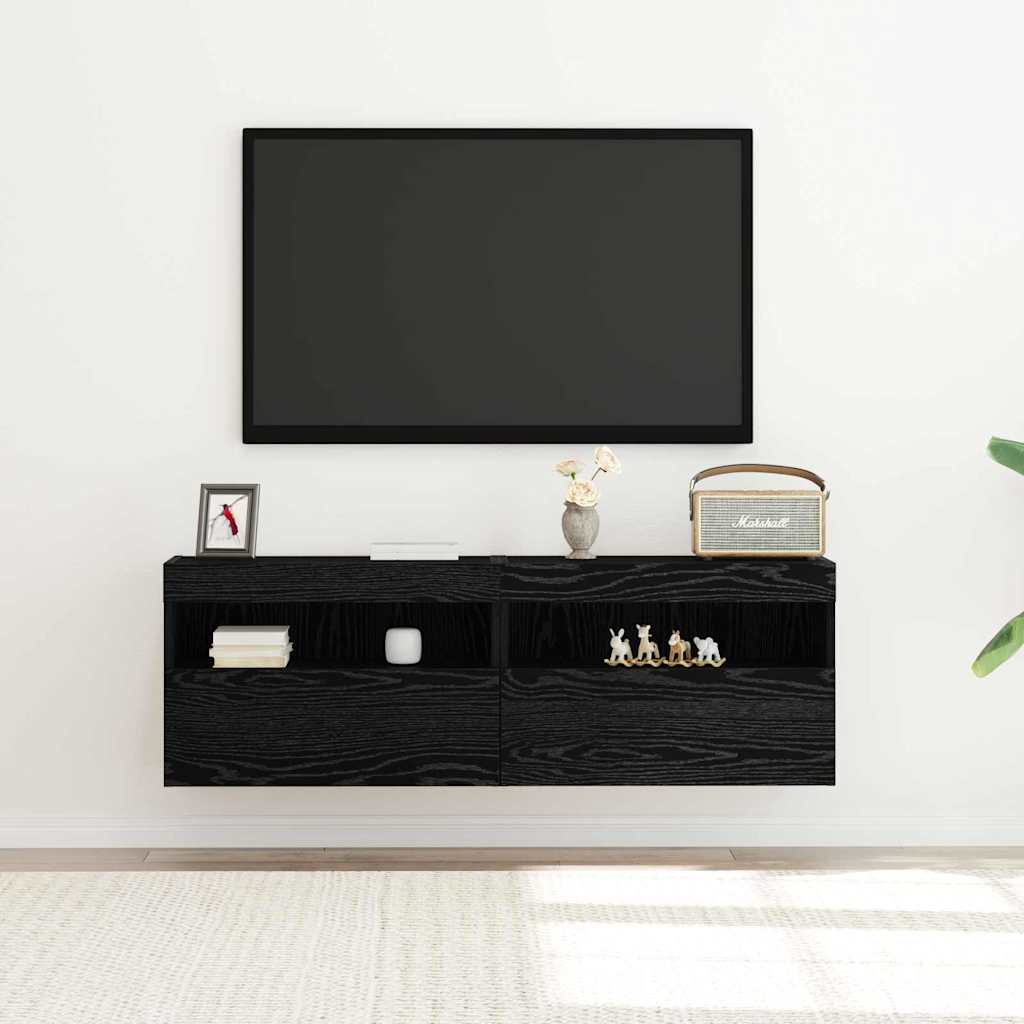 Mobile TV da parete Rovere nero 60 x 30 x 40 cm