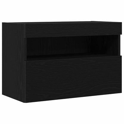 Mobile TV da parete con LED 2 pcs Rovere nero 60 x 30 x 40 cm