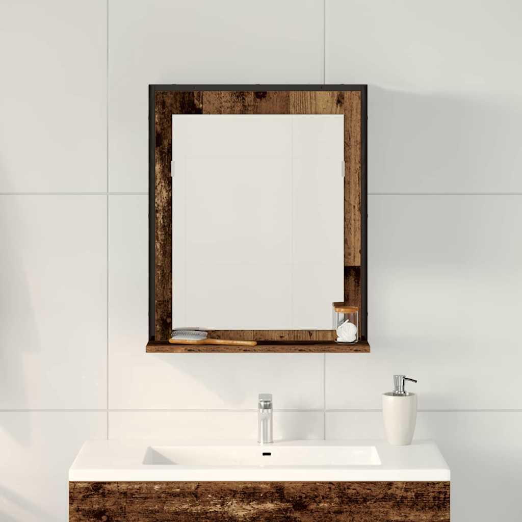 Specchio con lo scaffale Legno vecchio 50 x 12 x 60 cm