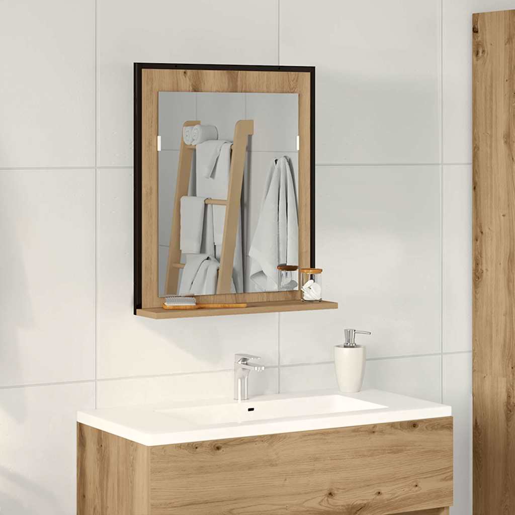 Specchio con lo scaffale rovere artigianale 50 x 12 x 60 cm | homemem39