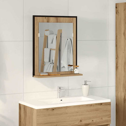 Specchio con lo scaffale rovere artigianale 50 x 12 x 60 cm | homemem39