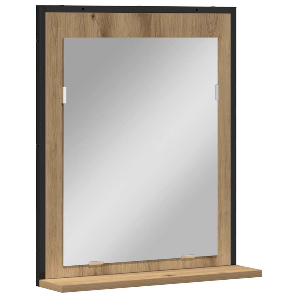 Specchio con lo scaffale rovere artigianale 50 x 12 x 60 cm