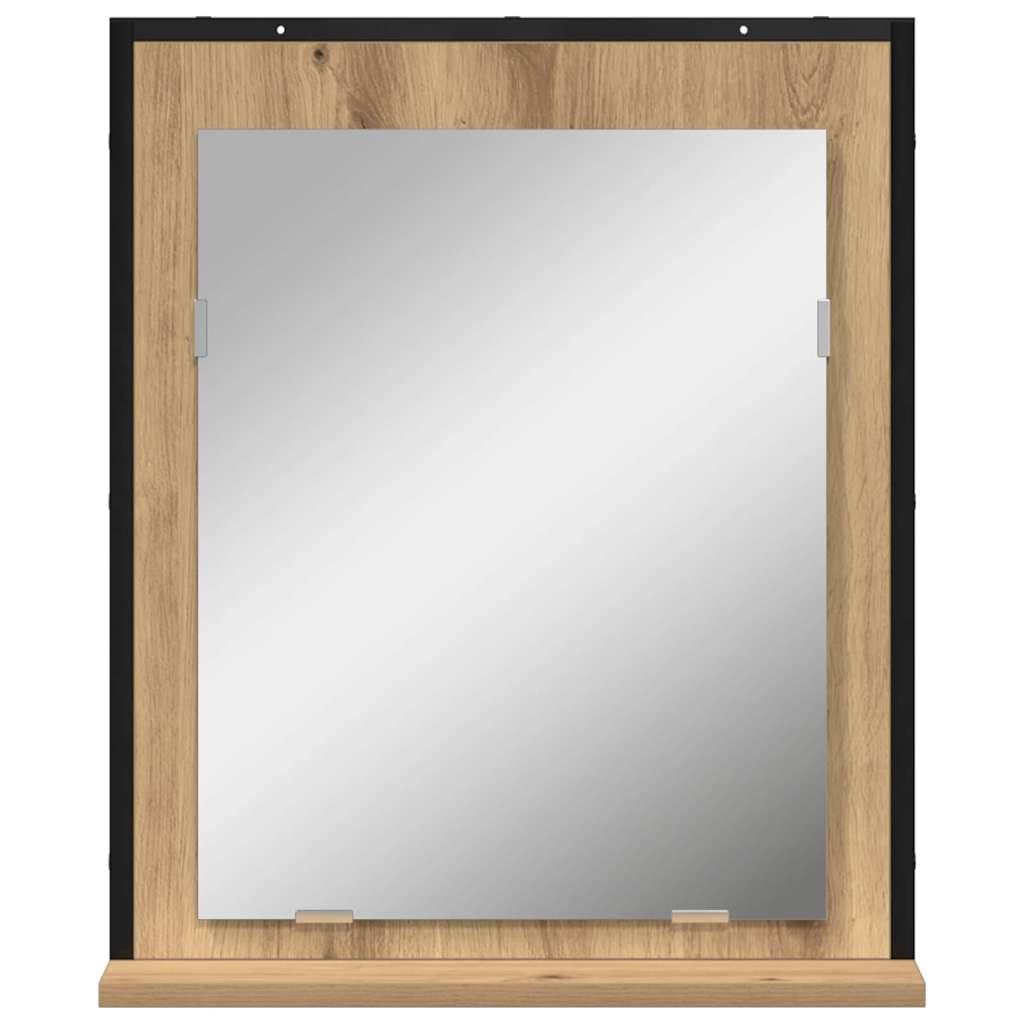 Specchio con lo scaffale rovere artigianale 50 x 12 x 60 cm