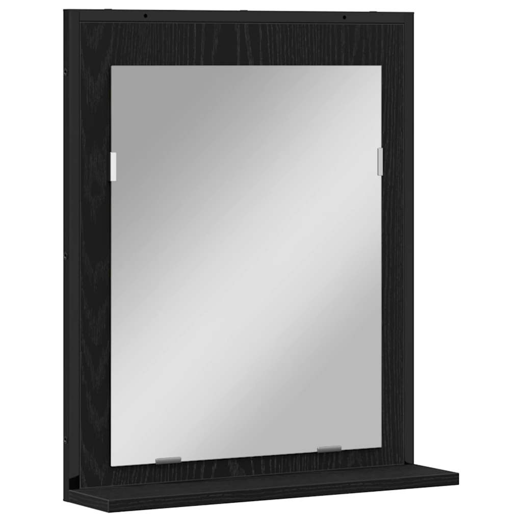 Specchio con lo scaffale Rovere nero 50 x 12 x 60 cm