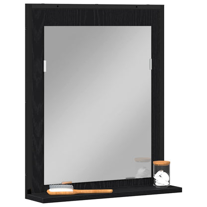 Specchio con lo scaffale Rovere nero 50 x 12 x 60 cm