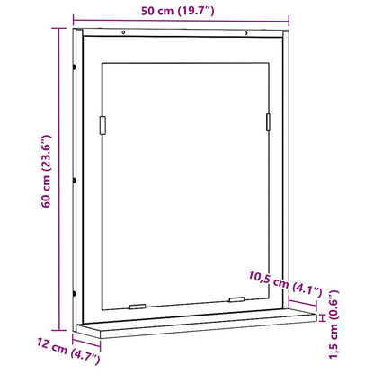 Specchio con lo scaffale Rovere nero 50 x 12 x 60 cm | homemem39