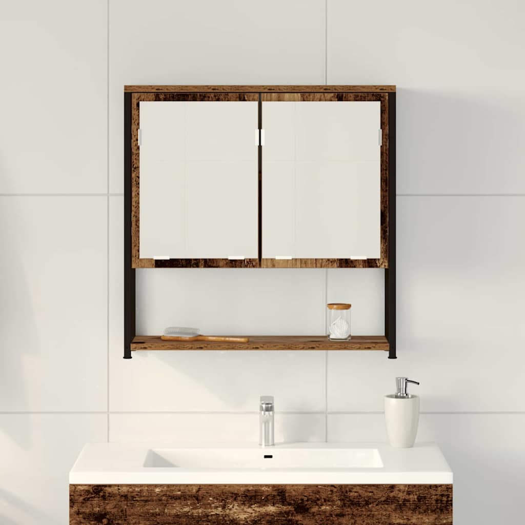 Mobiletto per specchio con porta Legno vecchio 60 x 16 x 60 cm | homemem39