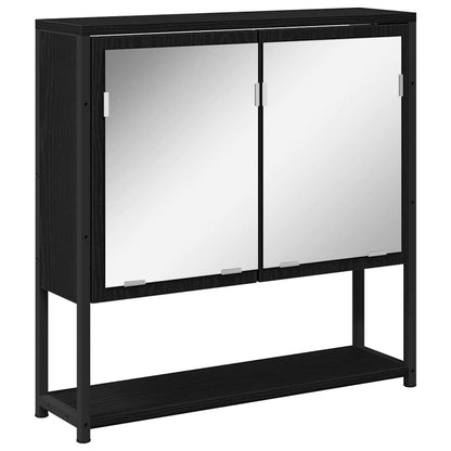 Mobiletto per specchio con porta Rovere Nero 60 x 16 x 60 cm | homemem39