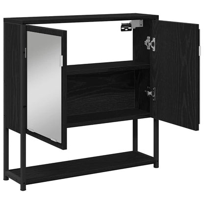 Mobiletto per specchio con porta Rovere Nero 60 x 16 x 60 cm | homemem39
