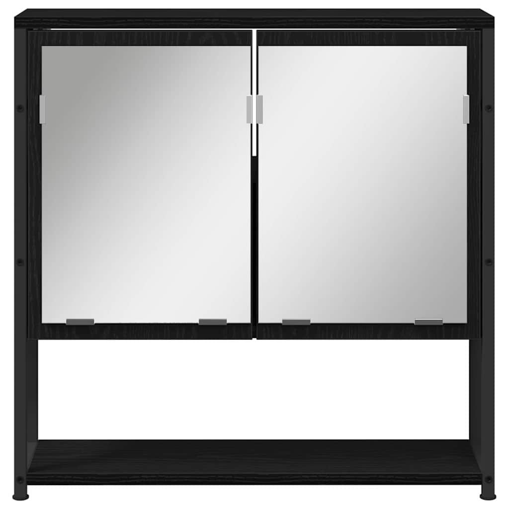 Mobiletto per specchio con porta Rovere Nero 60 x 16 x 60 cm