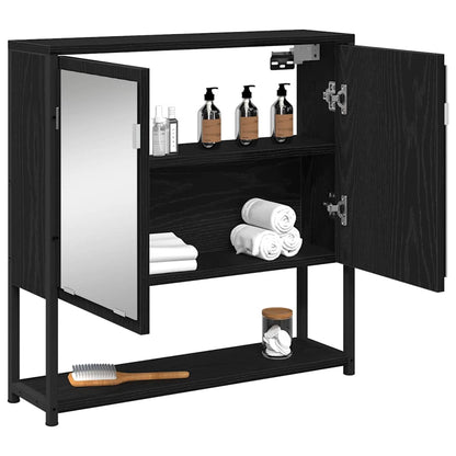 Mobiletto per specchio con porta Rovere Nero 60 x 16 x 60 cm | homemem39