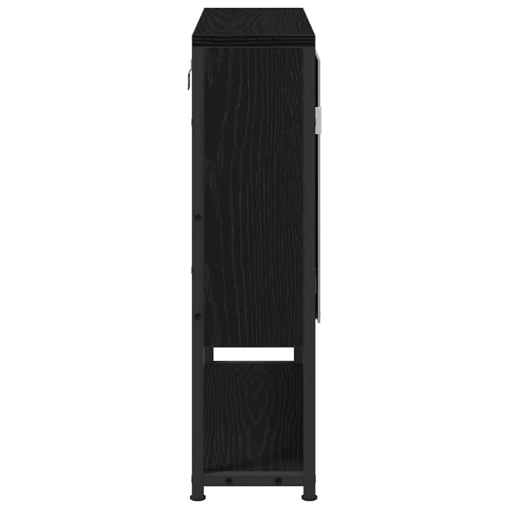 Mobiletto per specchio con porta Rovere Nero 60 x 16 x 60 cm | homemem39