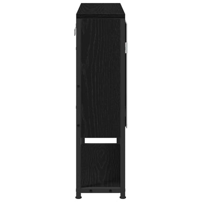 Mobiletto per specchio con porta Rovere Nero 60 x 16 x 60 cm