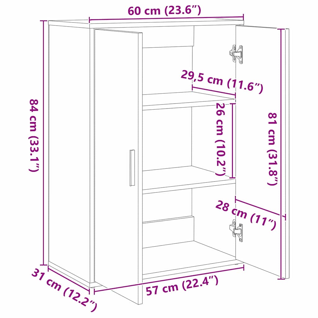 Credenza Rovere artigianale 60 x 31 x 84 cm Legno multistrato