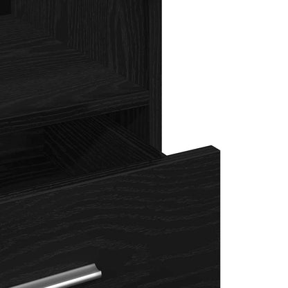 Podio con ruota Rovere Nero 55 x 55 x 107 cm Legno multistrato | homemem39