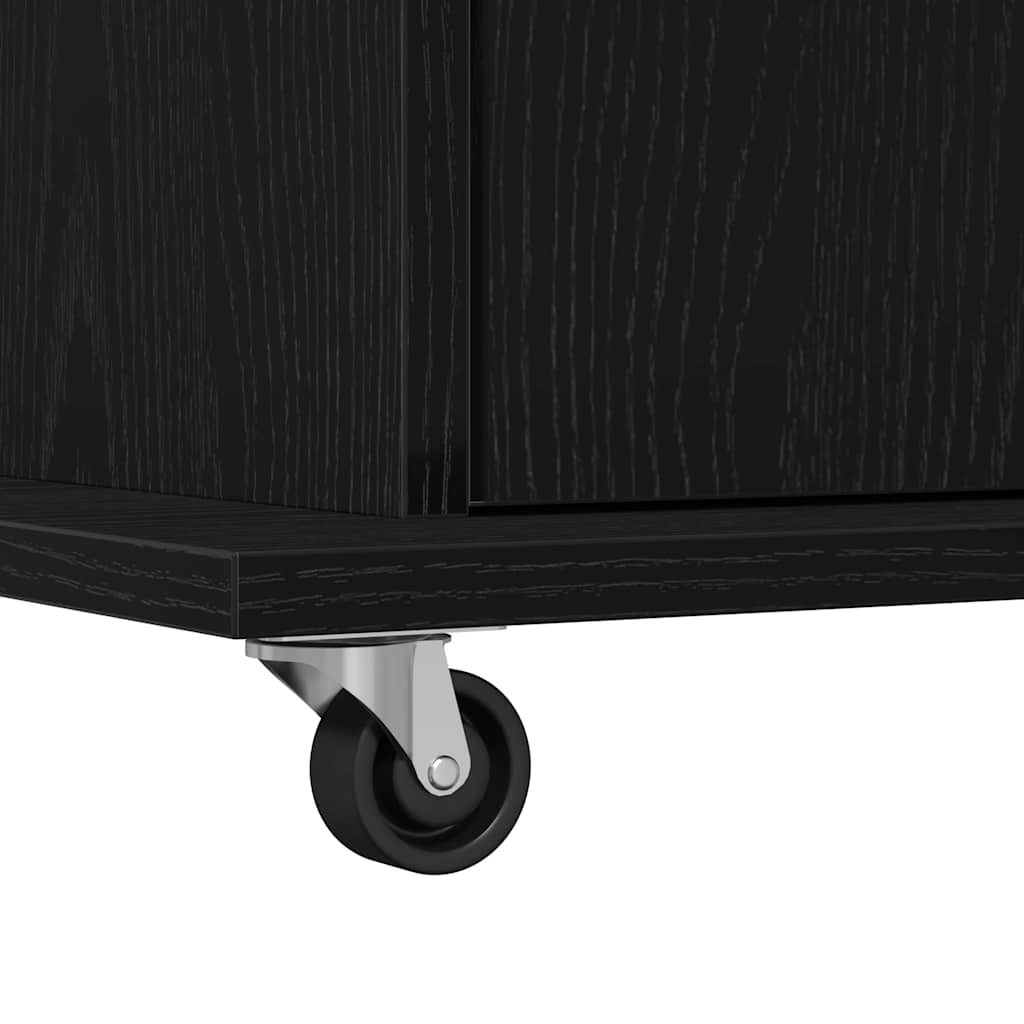 Podio con ruota Rovere Nero 55 x 55 x 107 cm Legno multistrato