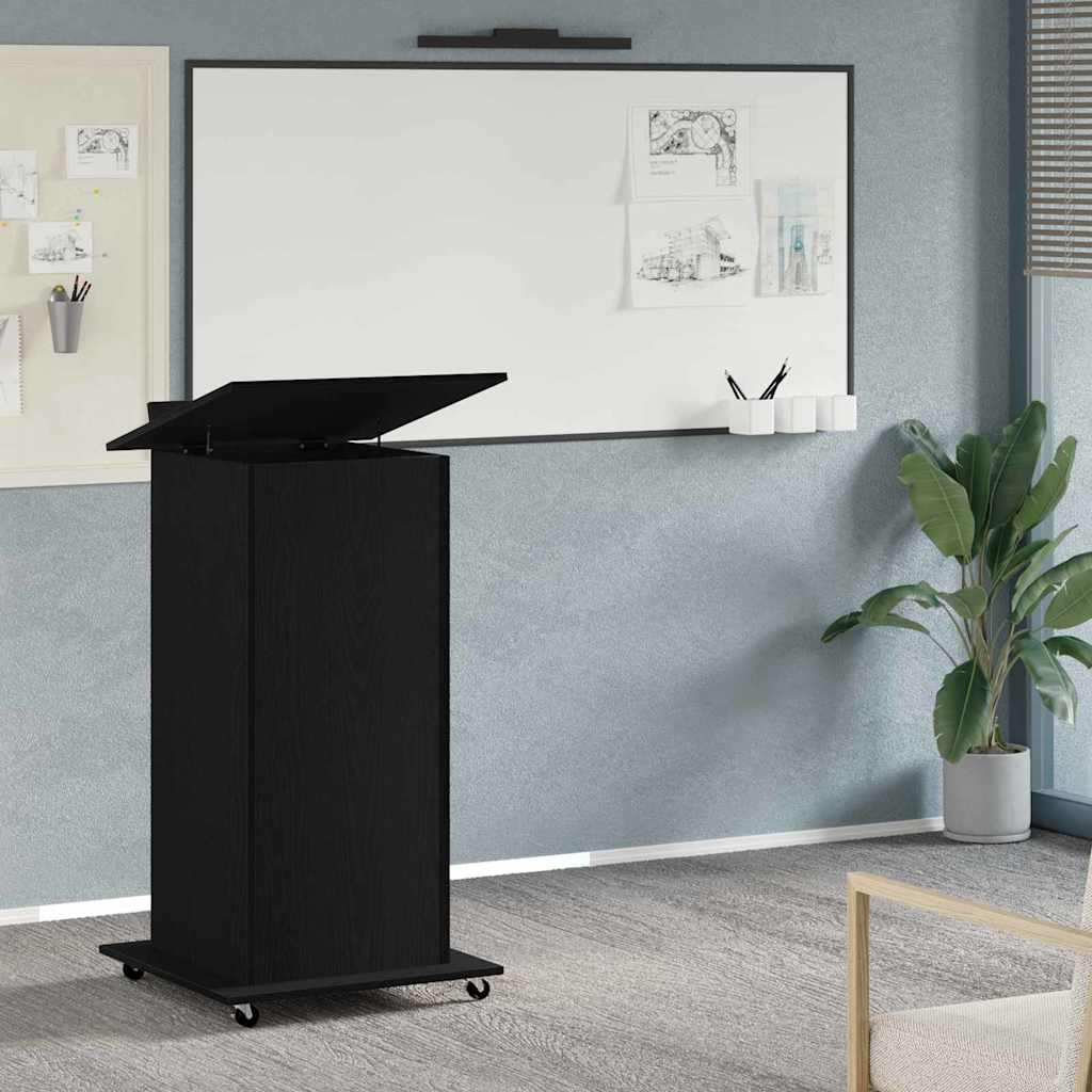 Podio con ruota Rovere Nero 55 x 55 x 107 cm Legno multistrato | homemem39
