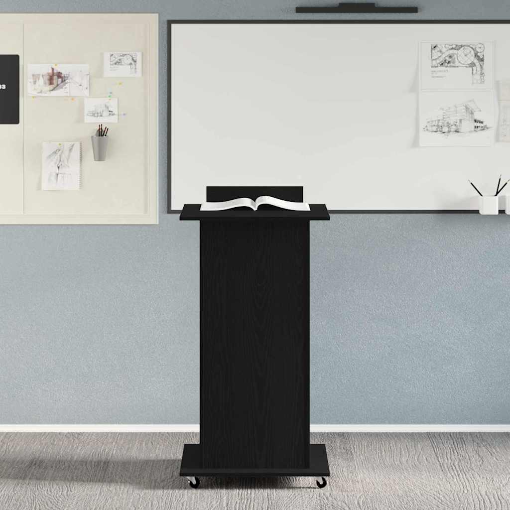 Podio con ruota Rovere Nero 55 x 55 x 107 cm Legno multistrato | homemem39