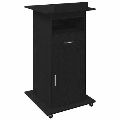 Podio con ruota Rovere Nero 55 x 55 x 107 cm Legno multistrato | homemem39