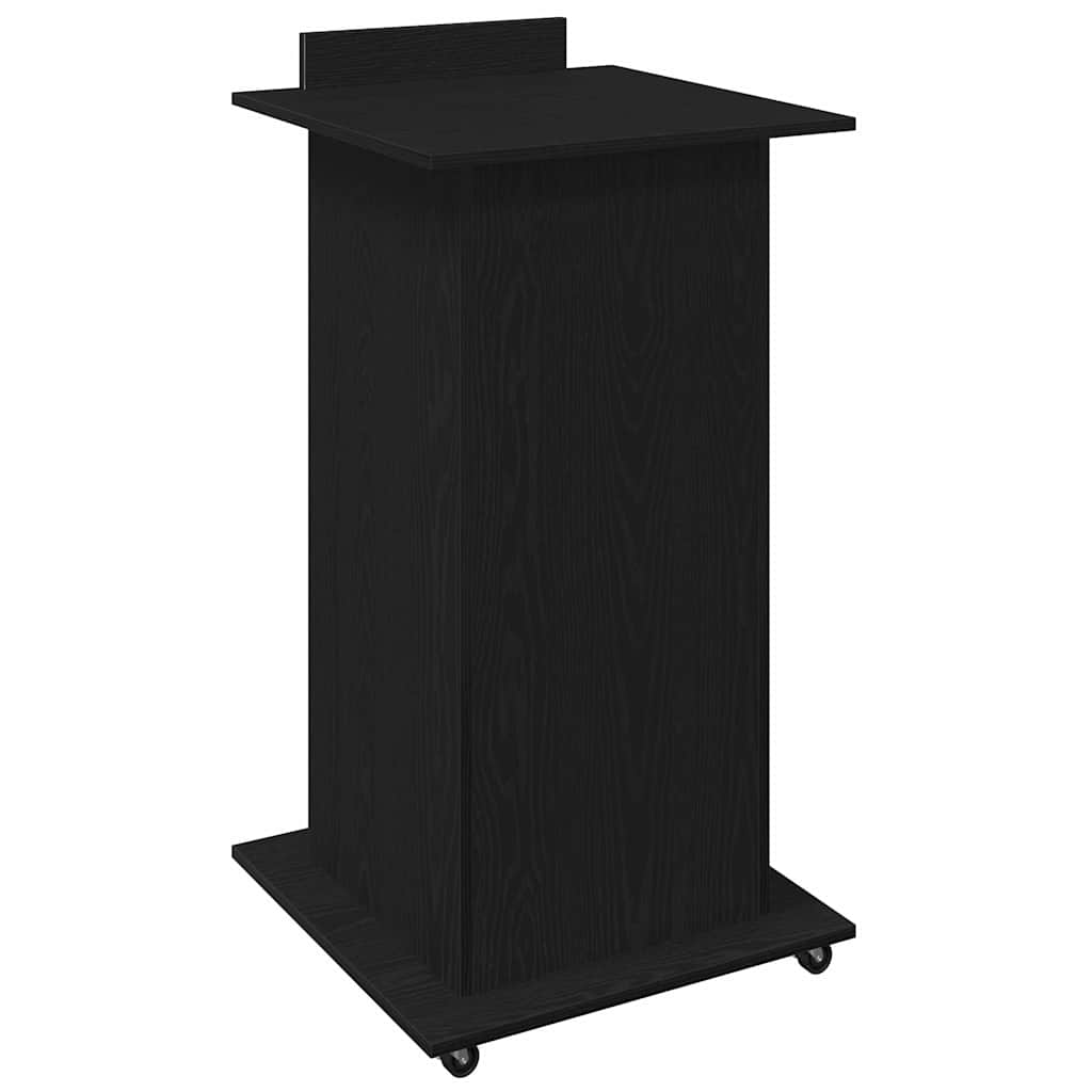 Podio con ruota Rovere Nero 55 x 55 x 107 cm Legno multistrato | homemem39