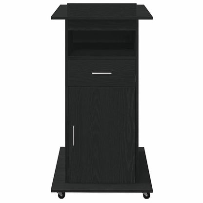 Podio con ruota Rovere Nero 55 x 55 x 107 cm Legno multistrato | homemem39