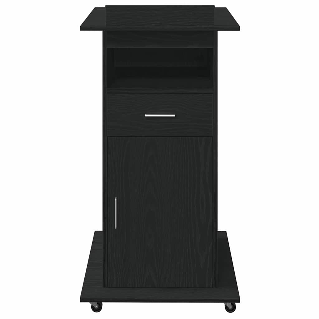 Podio con ruota Rovere Nero 55 x 55 x 107 cm Legno multistrato