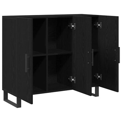 Credenza Rovere Nero 90 x 34 x 80 cm Legno multistrato