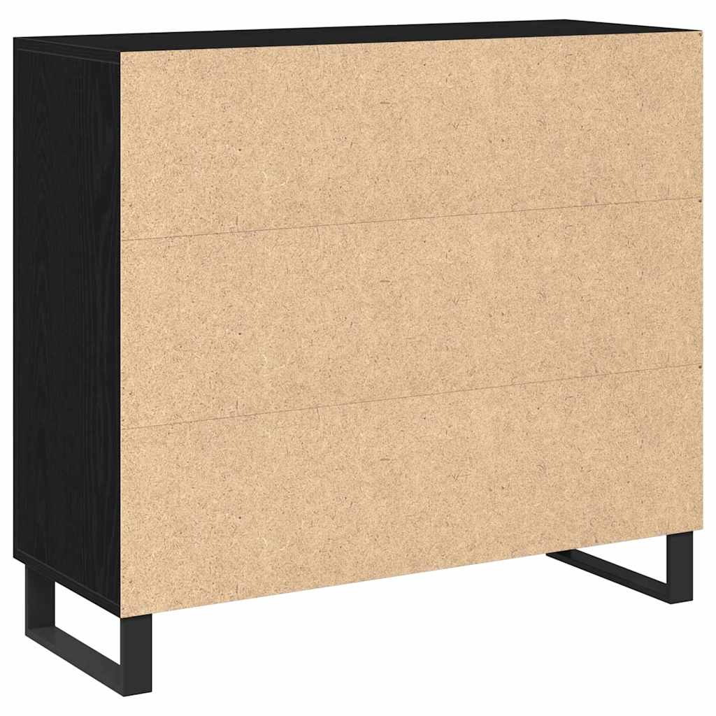 Credenza Rovere Nero 90 x 34 x 80 cm Legno multistrato