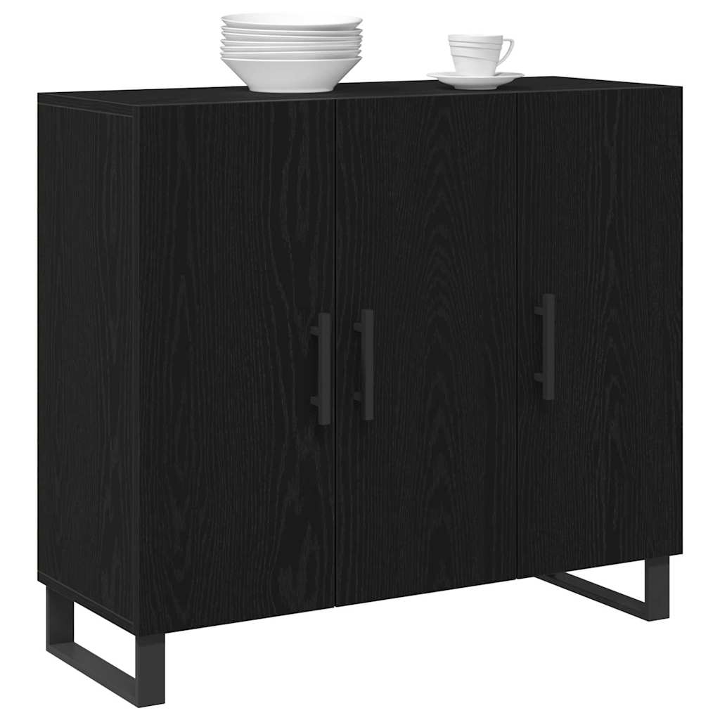 Credenza Rovere Nero 90 x 34 x 80 cm Legno multistrato