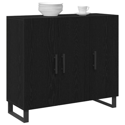 Credenza Rovere Nero 90 x 34 x 80 cm Legno multistrato