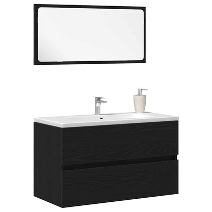 Set di mobili per il bagno 2 pcs Rovere Nero Legno multistrato