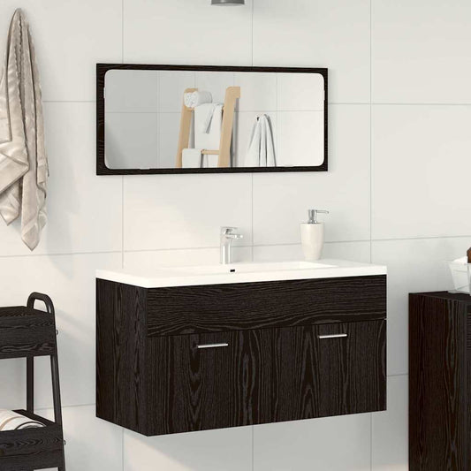 Set di mobili per il bagno 2 pcs Rovere Nero Legno multistrato | homemem39