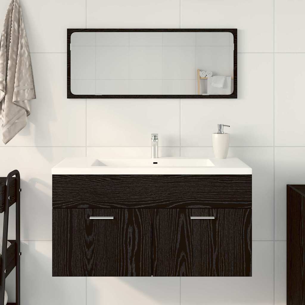 Set di mobili per il bagno 2 pcs Rovere Nero Legno multistrato