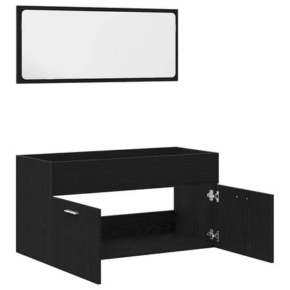 Set di mobili per il bagno 2 pcs Rovere Nero Legno multistrato