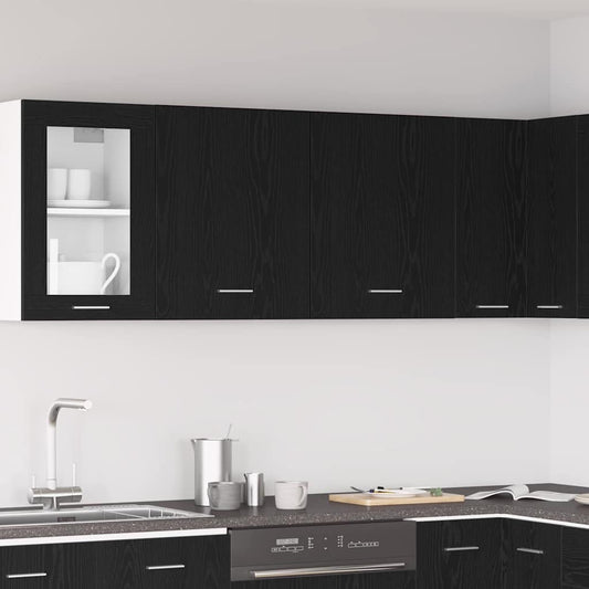 Armadi appesi con porta 2 pcs Rovere nero 100 x 31 x 60 cm - homemem39