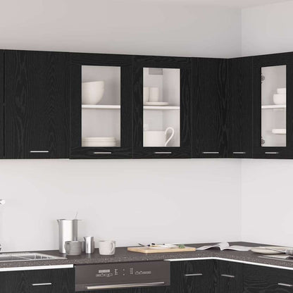 Armadietto di vetro appeso Rovere nero 80 x 31 x 60 cm - homemem39