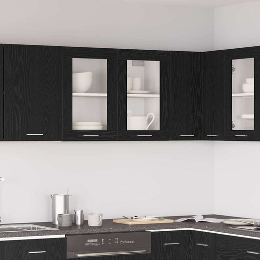 Armadietto di vetro appeso Rovere nero 80 x 31 x 60 cm - homemem39