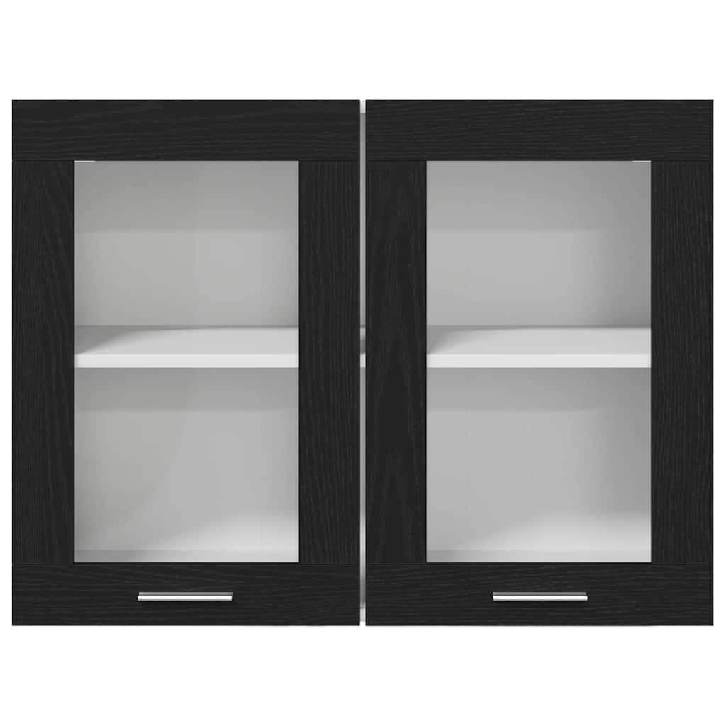 Armadietto di vetro appeso Rovere nero 80 x 31 x 60 cm - homemem39
