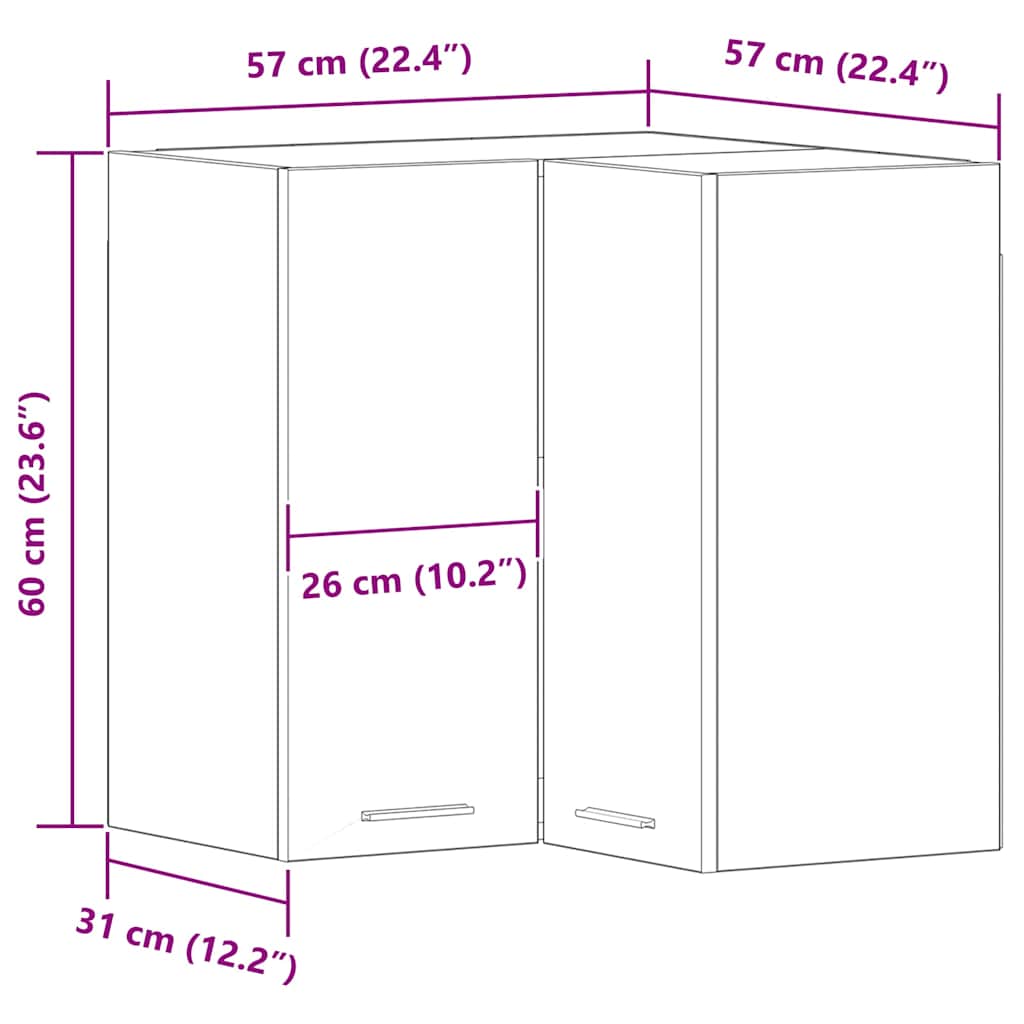 Armadio pensile Lyon Rovere Nero 57 x 57 x 60 cm