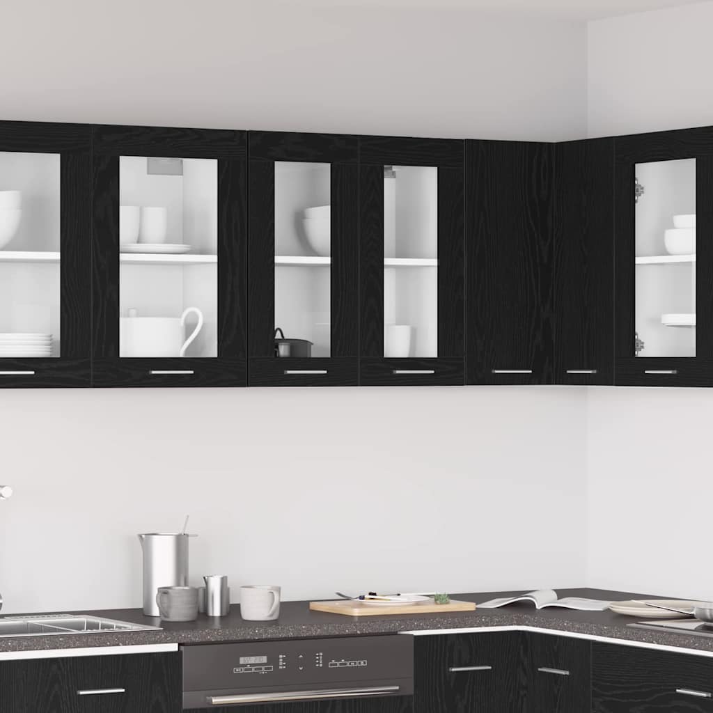 Armadietto di vetro appeso Riga Rovere nero 60 x 31 x 60 cm - homemem39